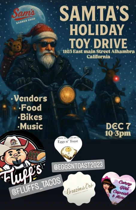 Event flyer for Samta's Holiday Toy Drive